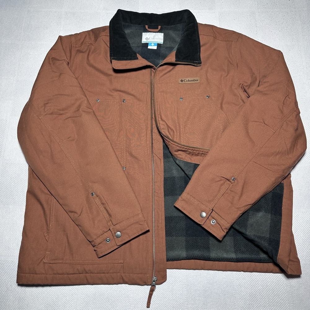 Columbia Loma Vista Field Jacket Mens 2XL Fleece Lined Barn Corduroy Rust Brown